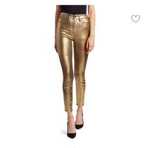 7 for all mankind high waist ankle skinny gold pants 👖